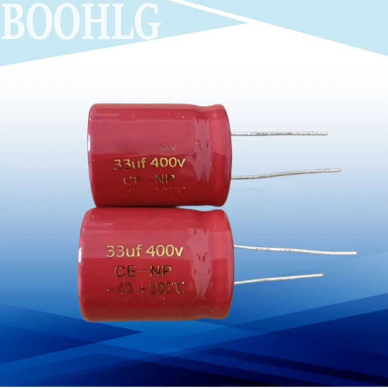 

2 шт., 400 В, 33 мкФ, 33 мкФ, 400 В, оригинальный красный халат, высоковольтный аудиоконденсатор, неполяризованный электролитический конденсатор NP 22X28
