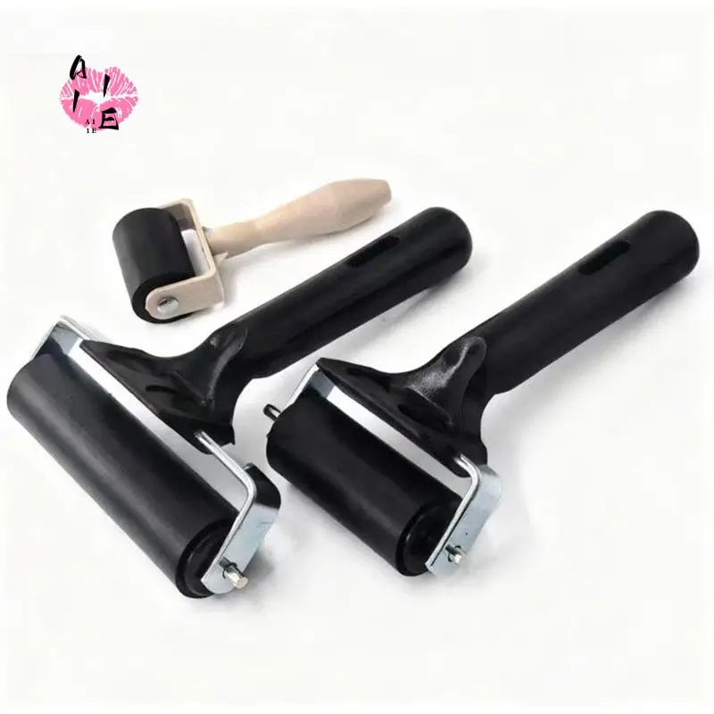 A11E-3-Pack Hard Rubber Brayer Rollers,1.4/2.4/4 Inch For Printmaking, Ink Stamping,Wallpaper, Art Craft & Construction Tools
