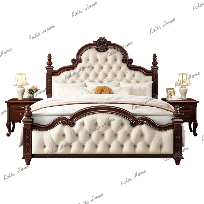 Best Sellers King Size Support Double Bed European Pretty Queen Frame Double Bed Princess Hotel Modern Cama De Casal Bedroom Fur
