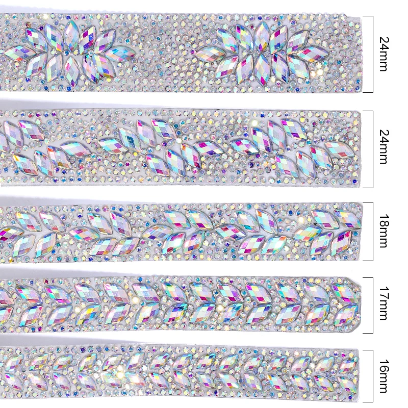 Ducrystal 1Yard Crystal Motif self-adhesive Rhinestone Trimming Tape Applicator Ribbon resin Rhinestones Iron On For Dresses - view 4