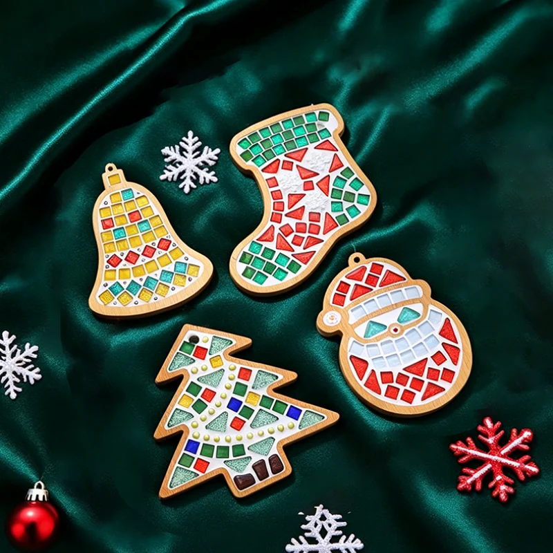 Diy Xmas Handmade Coaster Creative Mosaic Crystal Bamboo Materials Kits Tree Cup Mat Hand Craft Toy Birthday Christmas Gifts
