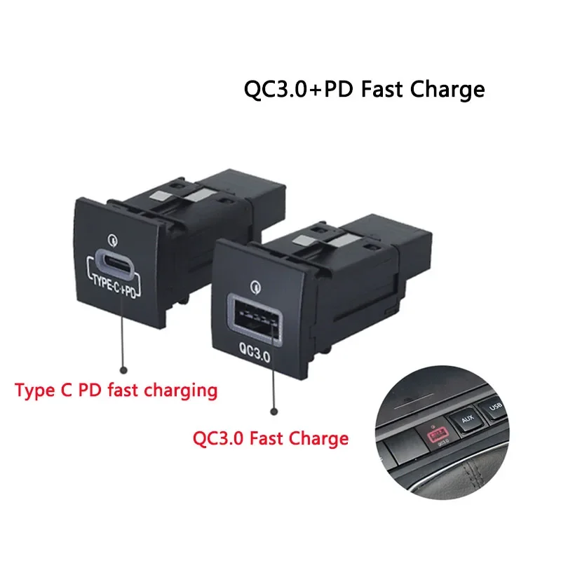 QC3.0 PD USB Charging Outlet Power Adapter Quick Car Charger Socket 12V 24V For VW Golf 6 Jetta 5 MK5 Scirocco 2006-2012 2