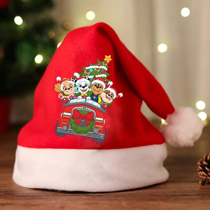 Paw Patrol Christmas Hats Anime Chase Skye Non-woven Fabric Santa Claus Xmas Cap Merry New Year Party Festival Decoration Gifts