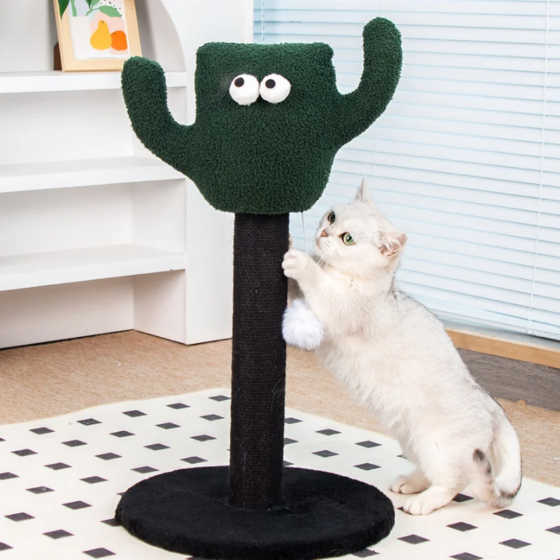 

Cat Scratching Post Cactus Cat Scratcher Tree With Sisal Rope Cat Climbing Frame With Hanging Balls Pet Toy