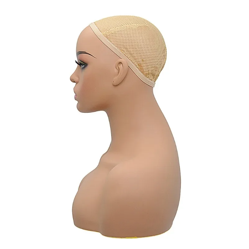 Realistic Female Mannequin Dummy Head with Shoulders for Wig Hats Jewelry Scarf Display