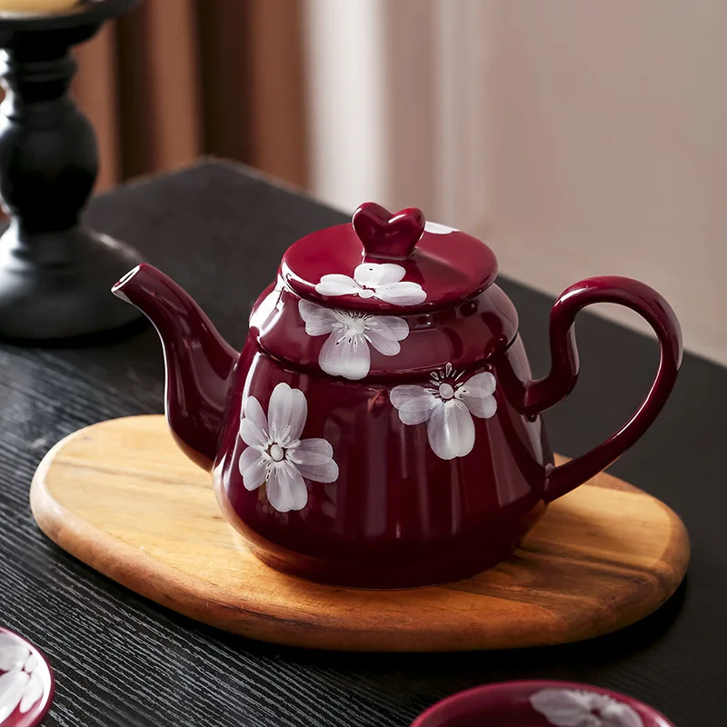 Factory Direct Compatible  Retro Style Home Coffee Cup Saucer Tall Dessert Ice Cream Bowl Ceramic Tea Set Tray Pot Combination