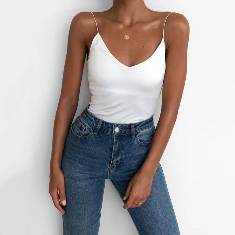 Satin Women Thin Wild Solid Camis Vest Women Tank Tops Female Summer Sexy Strap Basic Tops Slim Sleeveless Camisole image 4