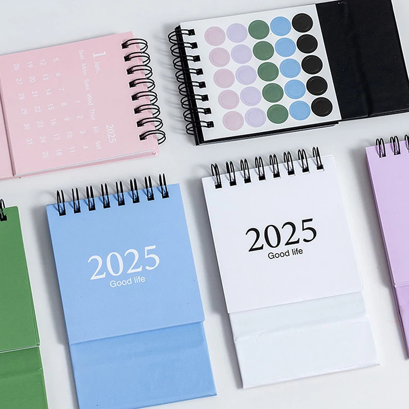 2025 Mini Simple Small Desk Calendar Pocket Portable Calendar Punch Plan Desktop Decoration