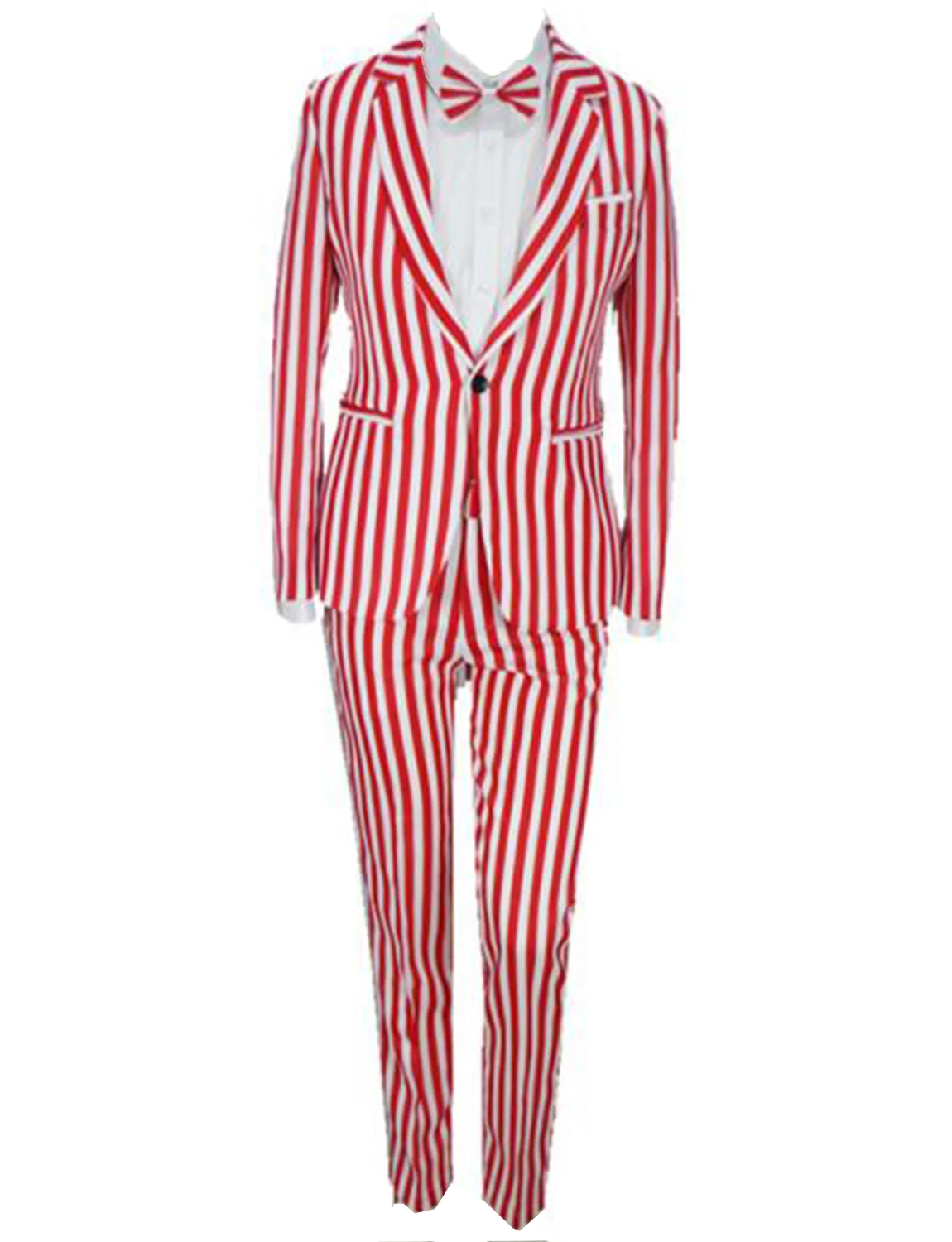 

Men's Stripe Suit Slim Fit One Button Jacket and Pants Customizable Tuxedos Wedding Performances