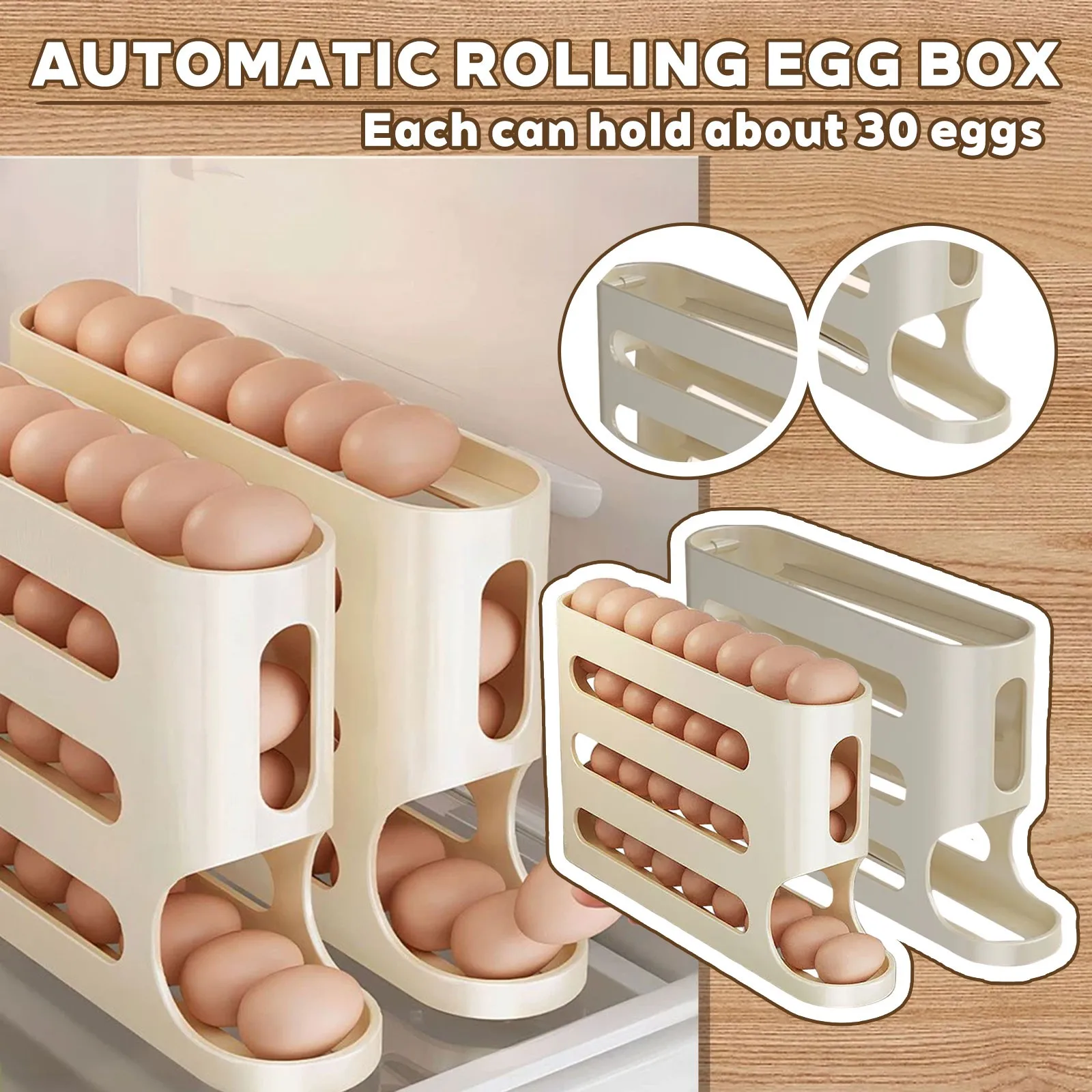 

Автоматический яичный роликовый органайзер большой емкости, пластиковый удобный кухонный контейнер для хранения яиц