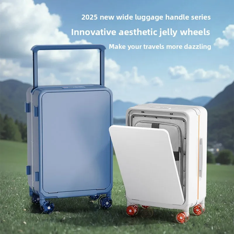 

2025 Front Opening Wide Luggage PC High Gloss Stylish 20 Inch Quiet Colorful Rolling Suitcase for Travel Luggage Set Suitcases