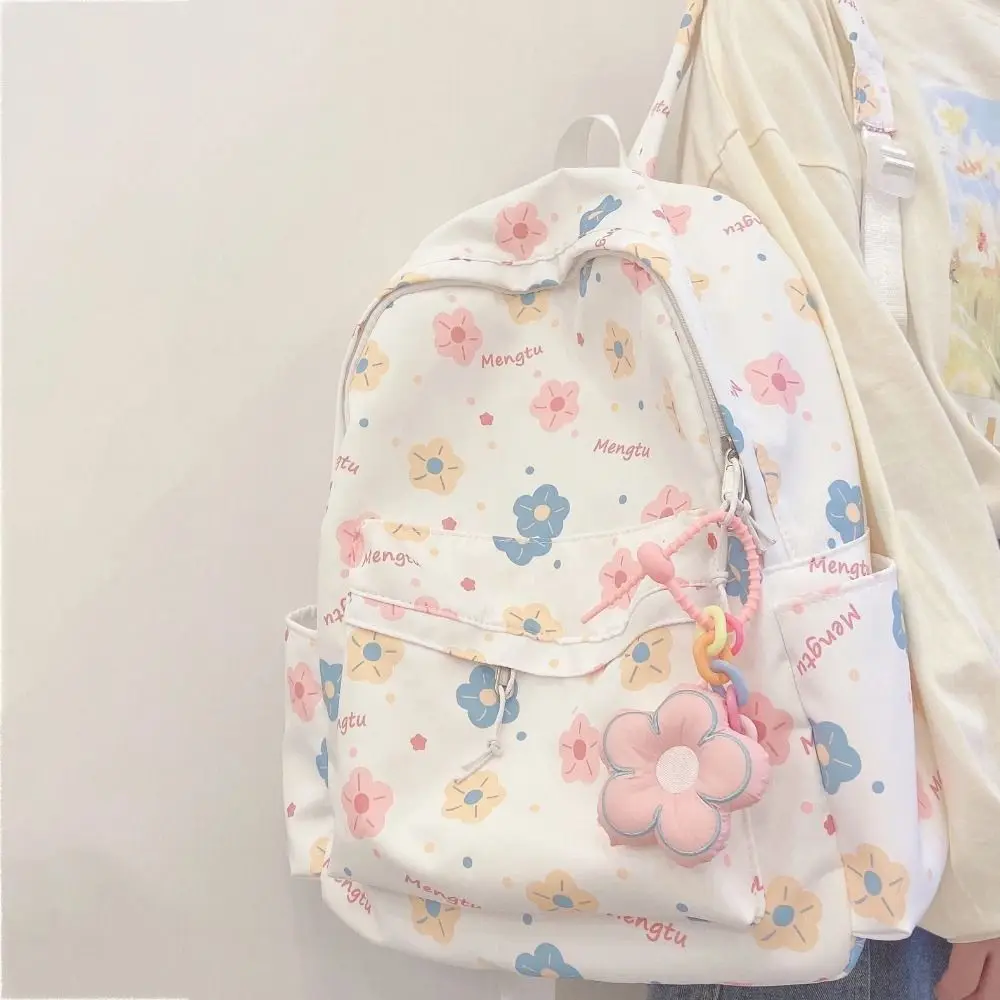 Cartoon Print Shoulder Backpack Lightweight Polyester Travel Laptop Rucksack Wear-resistant Large Capacity Student School bag