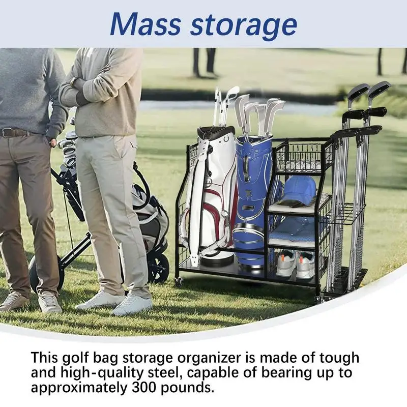 Golf Bag Storage Rack For Garage Large Capacity Steel Golf Storage Rack Stand Golf Club Rack Sports Rack Garage Organizer With 4