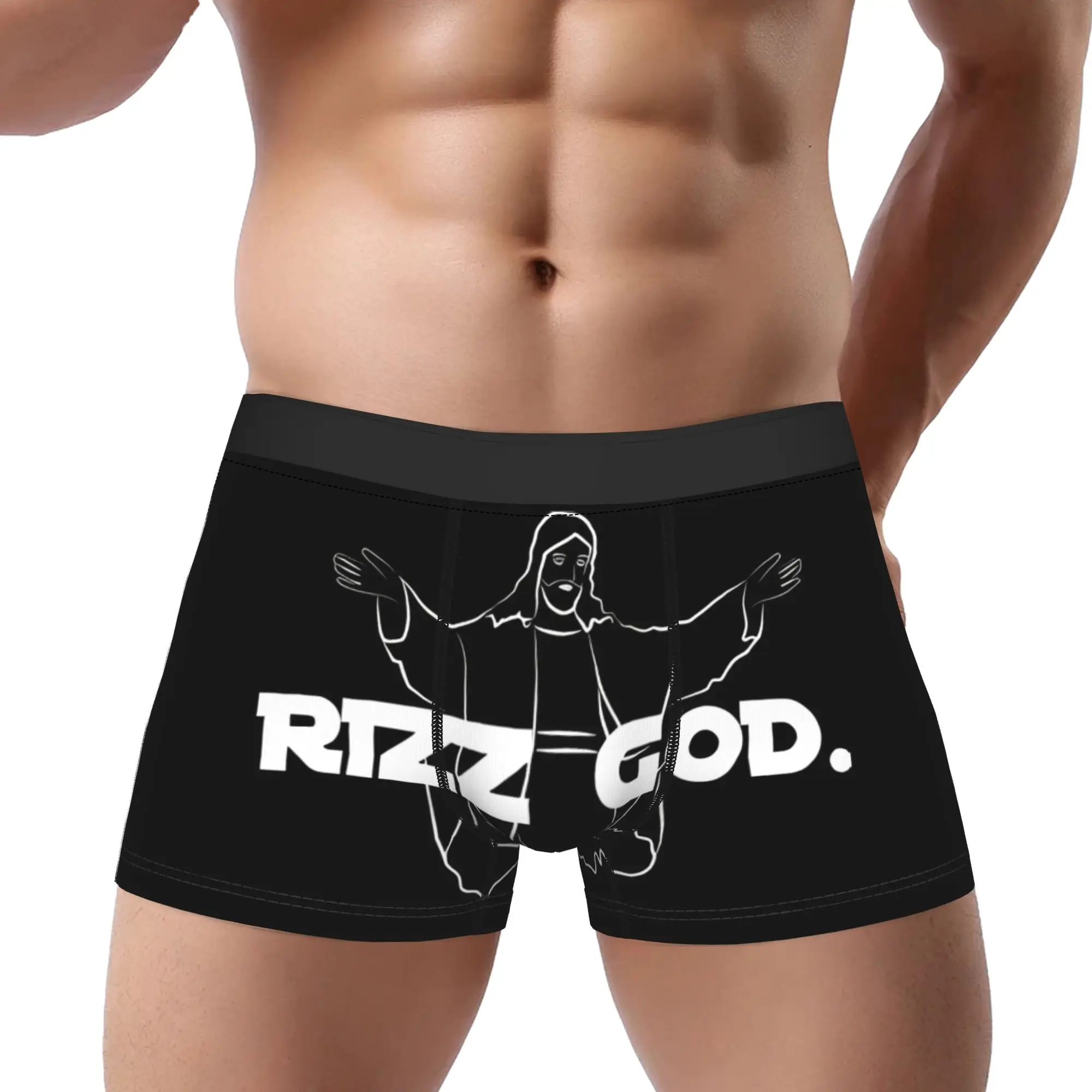 

Черно-белые трусы Rizz God, мужские трусики, удобные шорты, боксеры