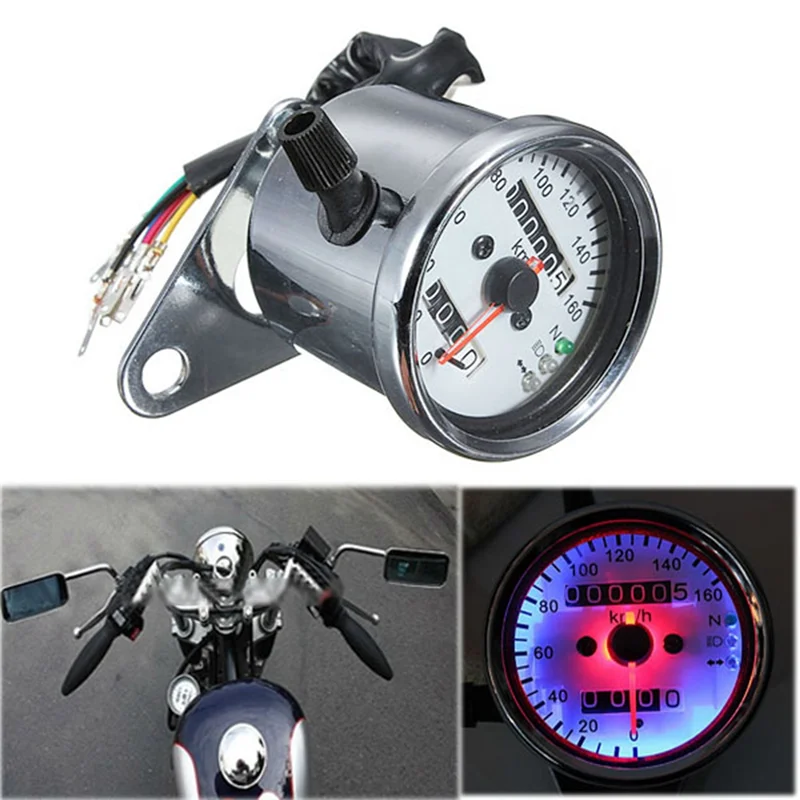 

Motorcycle Universal 12V LCD Speedometer Odometer Gauge Dual Purpose With LED Signal Light Backlight Indicator