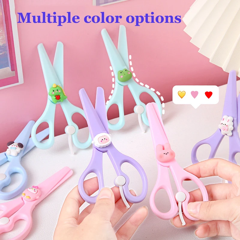 Cartoon Scissors Safety Handmade Paper Cuttings Scissors Student Kindergarten School Handheld Account Sticker Cutting Knife