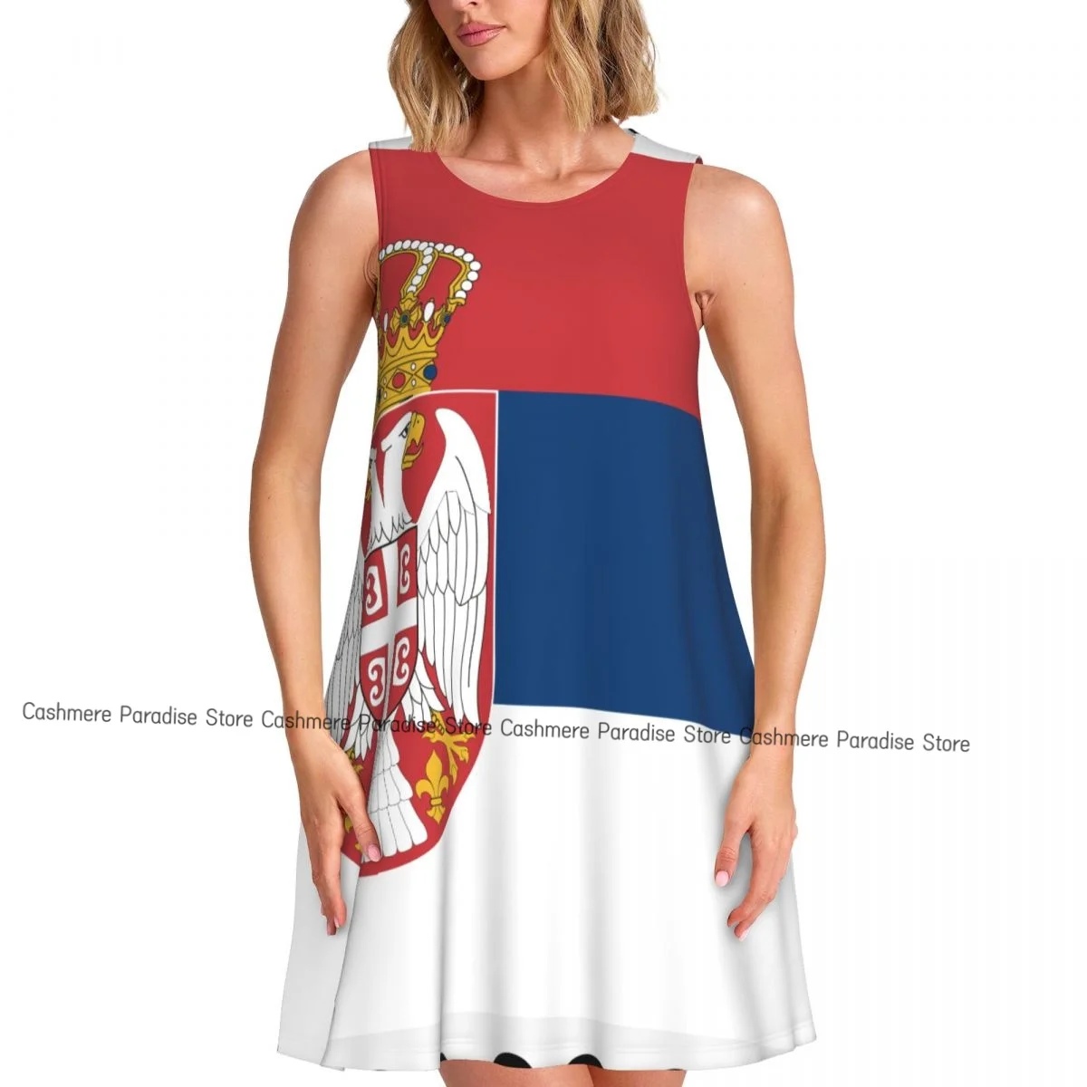 Robes d'été pour femmes, t-shirt de plage, sans manches, drapeau de la serbie, décontracté, ample, débardeur, 2025
