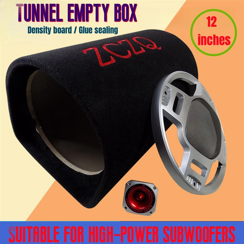 Vehicle Audio Modification Accessory12- Inch Tunnel Speaker Shell, Car Mounted Subwoofer Empty Box, Sound DIY Wooden Box