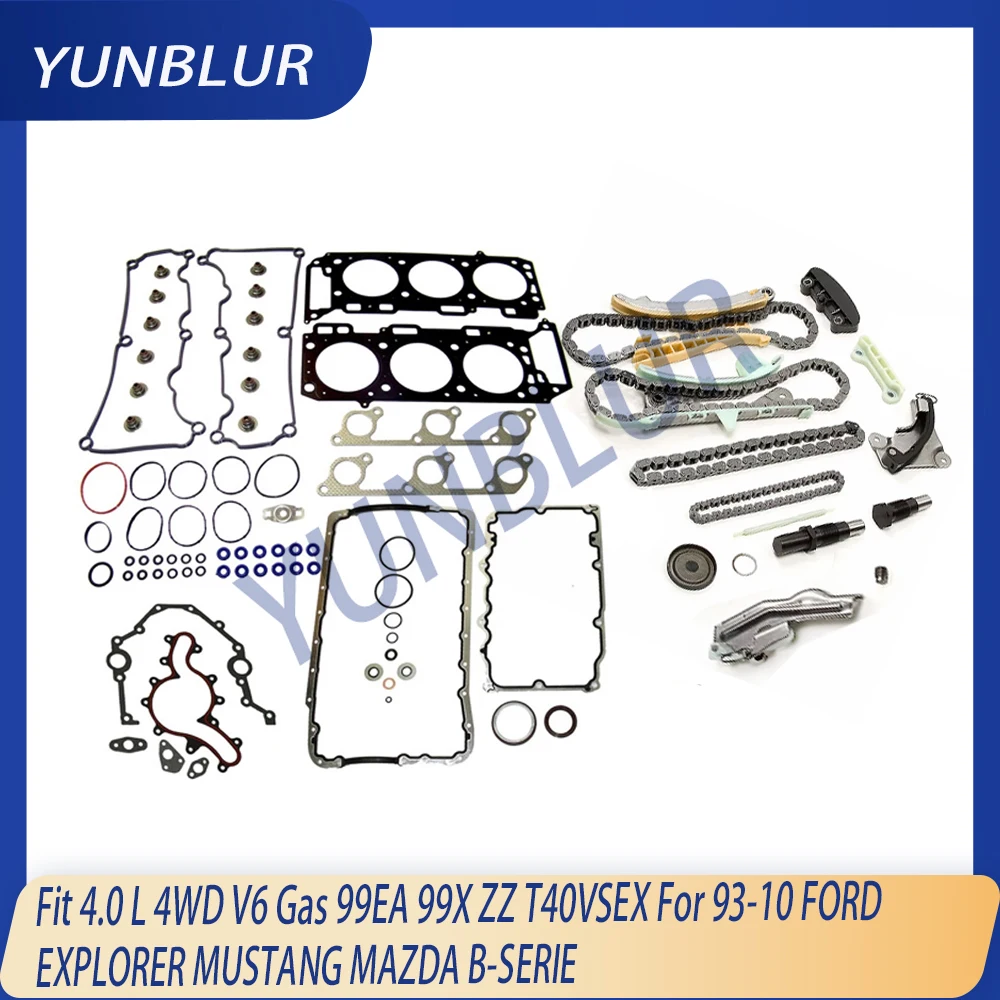 Engine Full Gasket Set Timing Chain Kit Fit 4.0 L 4WD V6 Gas 99EA 99X ZZ T40VSEX For 93-10 FORD EXPLORER MUSTANG MAZDA B-SERIE