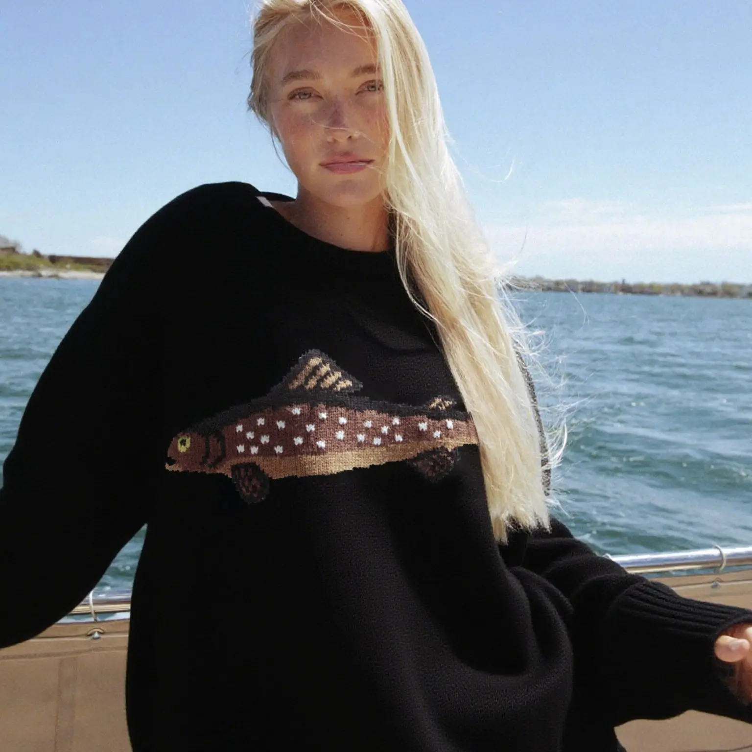 

Spring Autumn Women's Retro Sweater Cartoon Hook Pattern Fashion Loose Clothes Knitted Long Sleeve Round Neck Pullover Tops