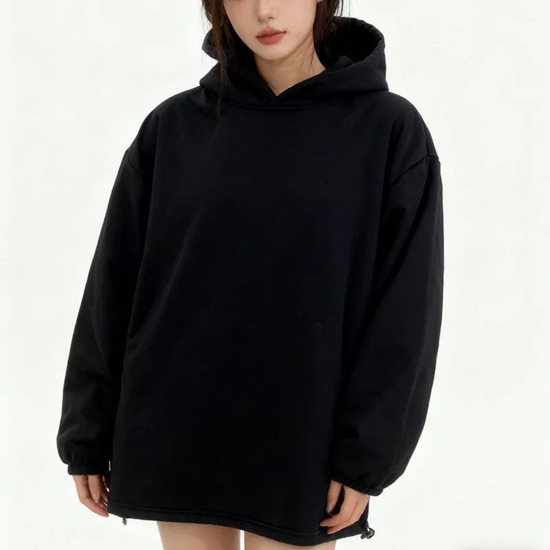 Zimowa estetyka Moda uliczna Bluzy do pracy Koreański styl Jednolity kolor Gotycki trend Oversize Damskie Bluzy z długim rękawem Casualowe Pulowery