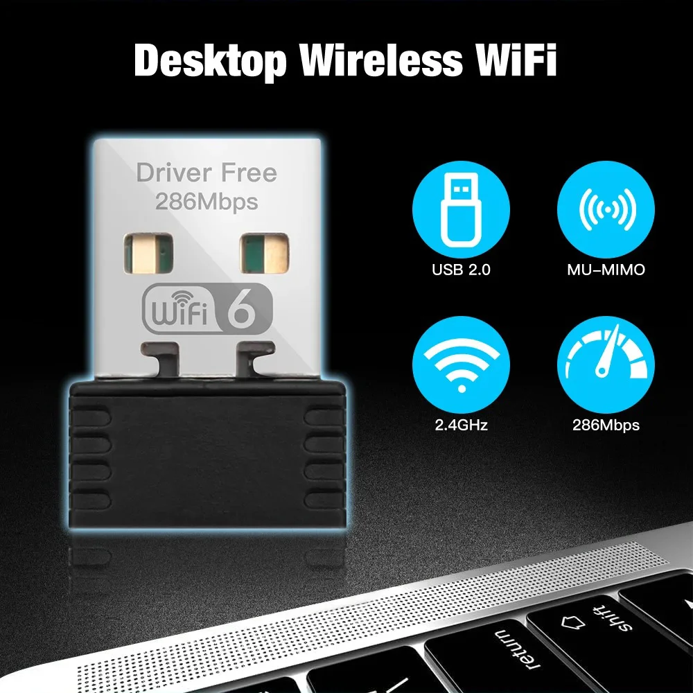 USB صغير واي فاي 6 دونغل بطاقة الشبكة 802.11ax 2.4 جيجا هرتز USB واي فاي Lan محول إشارة استقبال سائق مجاني للكمبيوتر المحمول Win 7 10 11