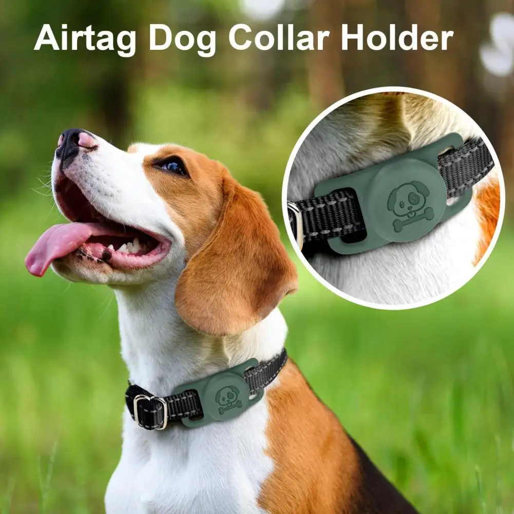 Dog Collar Holder Full Coverage Waterproof Anti-Lost Soft Silicone Protective Cover AirTag Case Loss Prevention For Airtag GPS