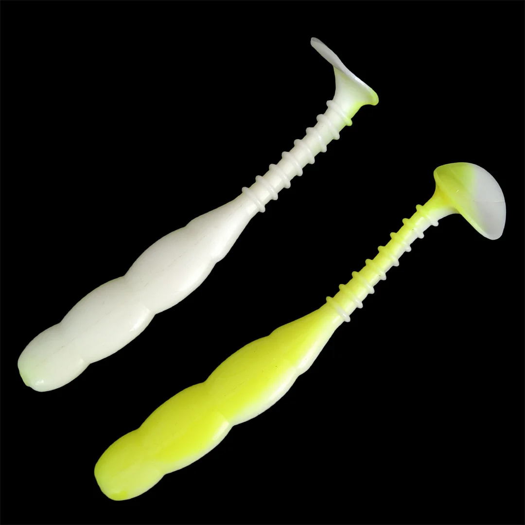 4 Uds 6,5 pulgadas 150mm 21g Señuelos de Pesca doble Color silicona cola en T cebo suave cebos artificiales plantilla de lubina Wobblers aparejos de natación