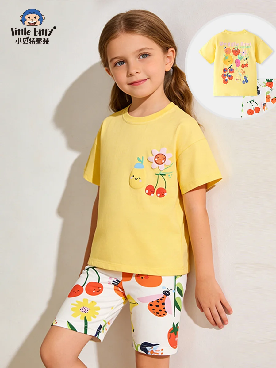 

Cartoon Fruit Print round Neck Short Sleeve Top for Women Casual Loose Fit Solid Color T-Shirt Baby T-shirt