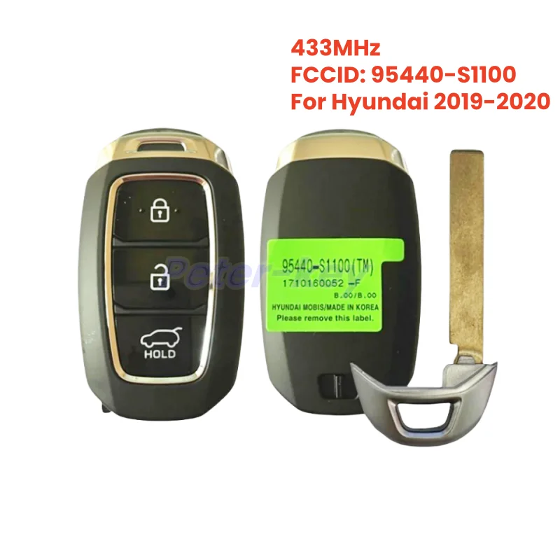 Peter-key Aftermarket Hyundai 2019-2020 Genuine Smart Key Remote 3 Buttons 433MHz 95440-S1100