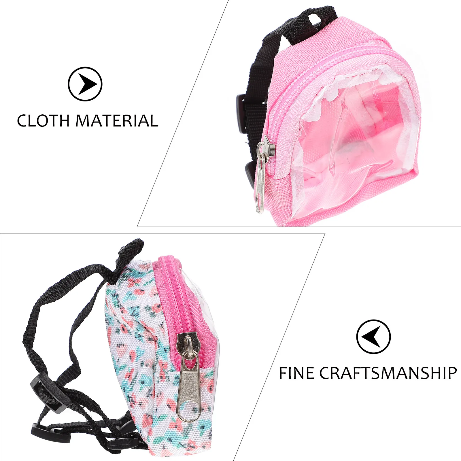 

2Pcs Mini Backpack Decorative Mini House Accessory Adorable Zipper Bag Micro Scene Ornament Kids Schoolbag DIY Accessory