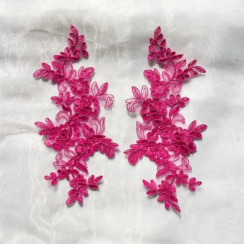 10 Stück Blumen-Spitzenapplikationen, Paar, bestickte Blumen-Aufnäher zum Aufnähen, Spitzenmotive zur Dekoration von Brautkleidern und Kleidungsstücken. – Detail 2