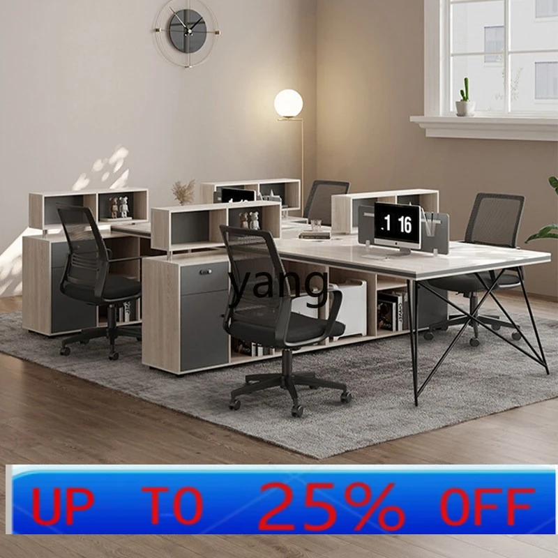 

LMM Simple Modern Staff Office Desk and Chair Combination Double Quad Office Furniture Staff Station Desk
