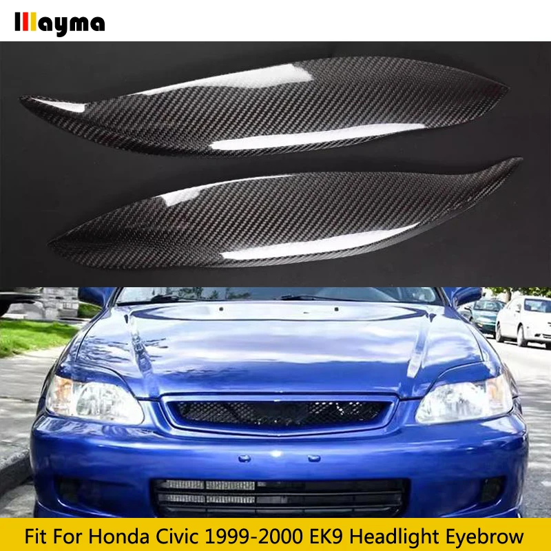 

Carbon Fiber Headlights Eyebrows Car Front Lamp Cover Eyelids Decorative Sticker For Honda 1999 2000 Civic EK9