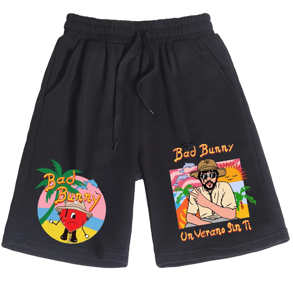 Pantalones de Un Verano Sin Ti Bad Bunny para hombre y mujer, pantalón corto de algodón 2024, informal, estampado, para playa y Verano