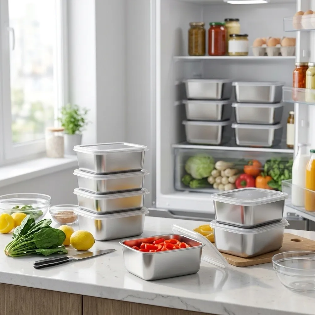 Stainless Steel Storage Containers 12 Pack with Tight Seal Lids for Meal Prep Freezing and Travel Friendly Use