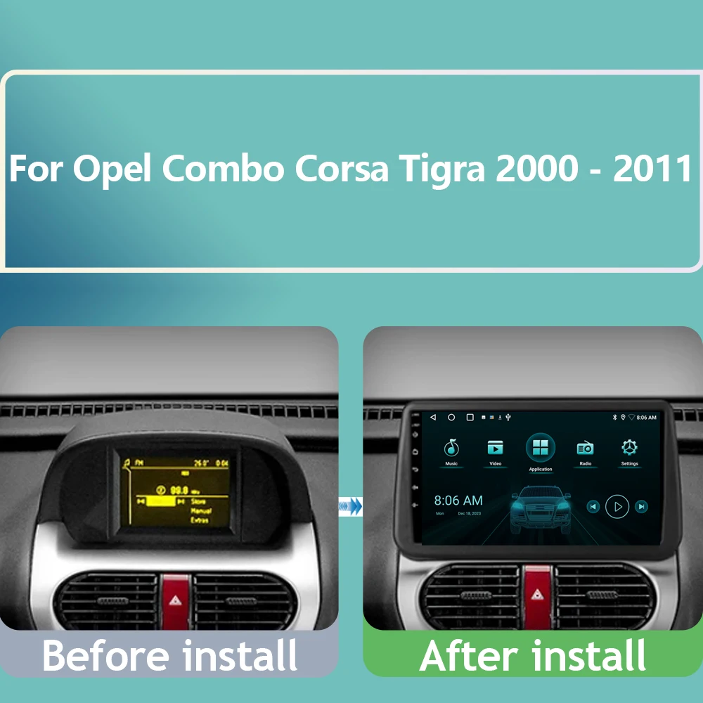 Android Auto For Opel Combo Corsa Tigra 2001-2011 GPS Navigation Car Carplay Multimedia Video Player 5G WIFI Stereo No 2Din DVD