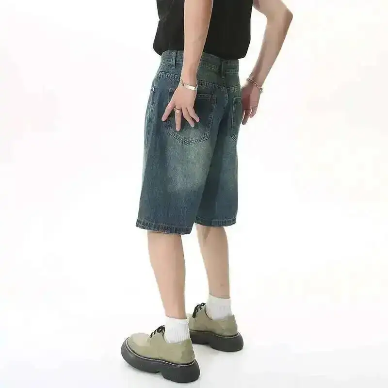 IEFB Summer Men’s Casual Jeans Shorts Loose Mid High Waist Fashion Knee Lenght Denim Short Pants Vintage Male New Korean 9A8588 6 IEFB Summer Men's Casual Jeans Shorts Loose Mid High Waist Fashion Knee Lenght Denim Short Pants Vintage Male New Korean 9A8588 6