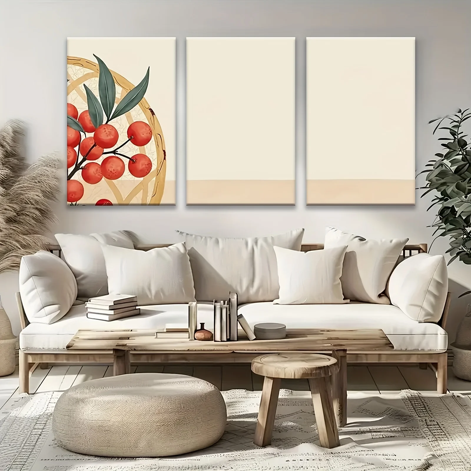 3pcs Decorative Painting Strawberry And Screen Poster Classic Modern Oil Painting Print, Creative Aesthetic Art Design, Suita