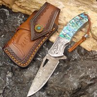 High Quality VG10 Damascus Steel Folding Knife Scabbard Can Hold Outdoor High Hardness Folding Knife Fruit Knife