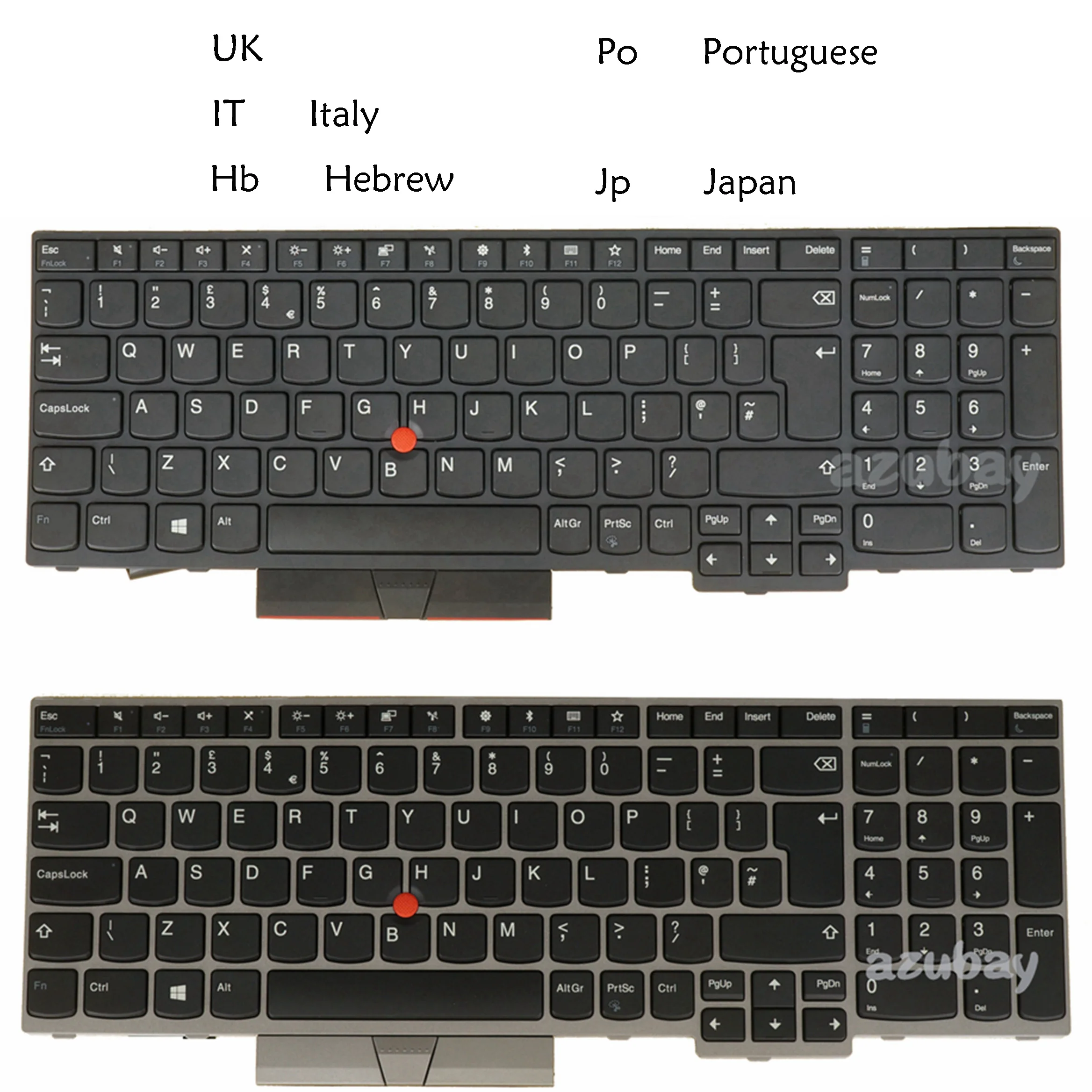 

UK Italian Hebrew Portuguese Japanese Keyboard for ThinkPad L580 E580 E585 T590 L590 E590 E595 P52 P53 P53S P72 P73 Backlit / No