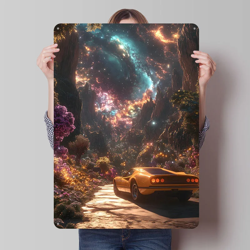 Cosmic Nature Trip Car Printed Poster Customized Retro Wall Art Vintage Metal Tin Signs for Home Room Decoration Gaming Man Cave