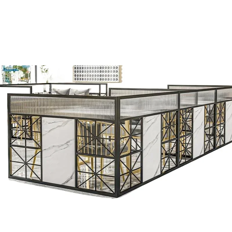 Changhong glass screen, light luxury booth, milk tea shop, restaurant bar, simple metal cover