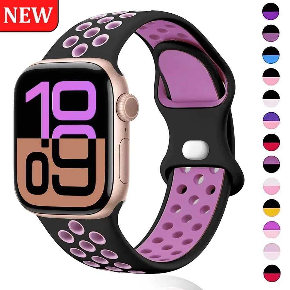 Silicone Strap for Apple Watch Band 46mm 42 44mm 40mm 45mm 41 49mm Sport Bracelet iwatch series 10 ultra 9 8 7 5 3 SE 46 mm Belt