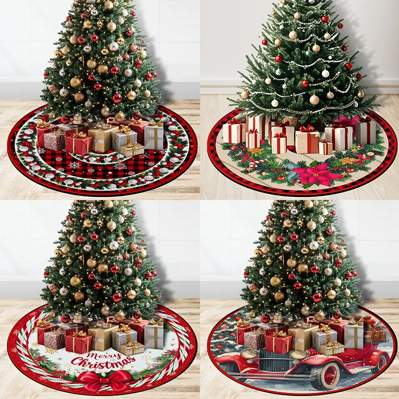 

Christmas Tree Skirt Circular Carpet Home Festival Atmosphere Props Fabric Arrangement Printing Ornament Party Set Decorator