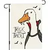DLZDN Halloween Trick or Treat Goose Garden Flag 12×18 Inch Double Side Vertical Burlap Farmhouse Yard Sign Seasonal Holiday jjp