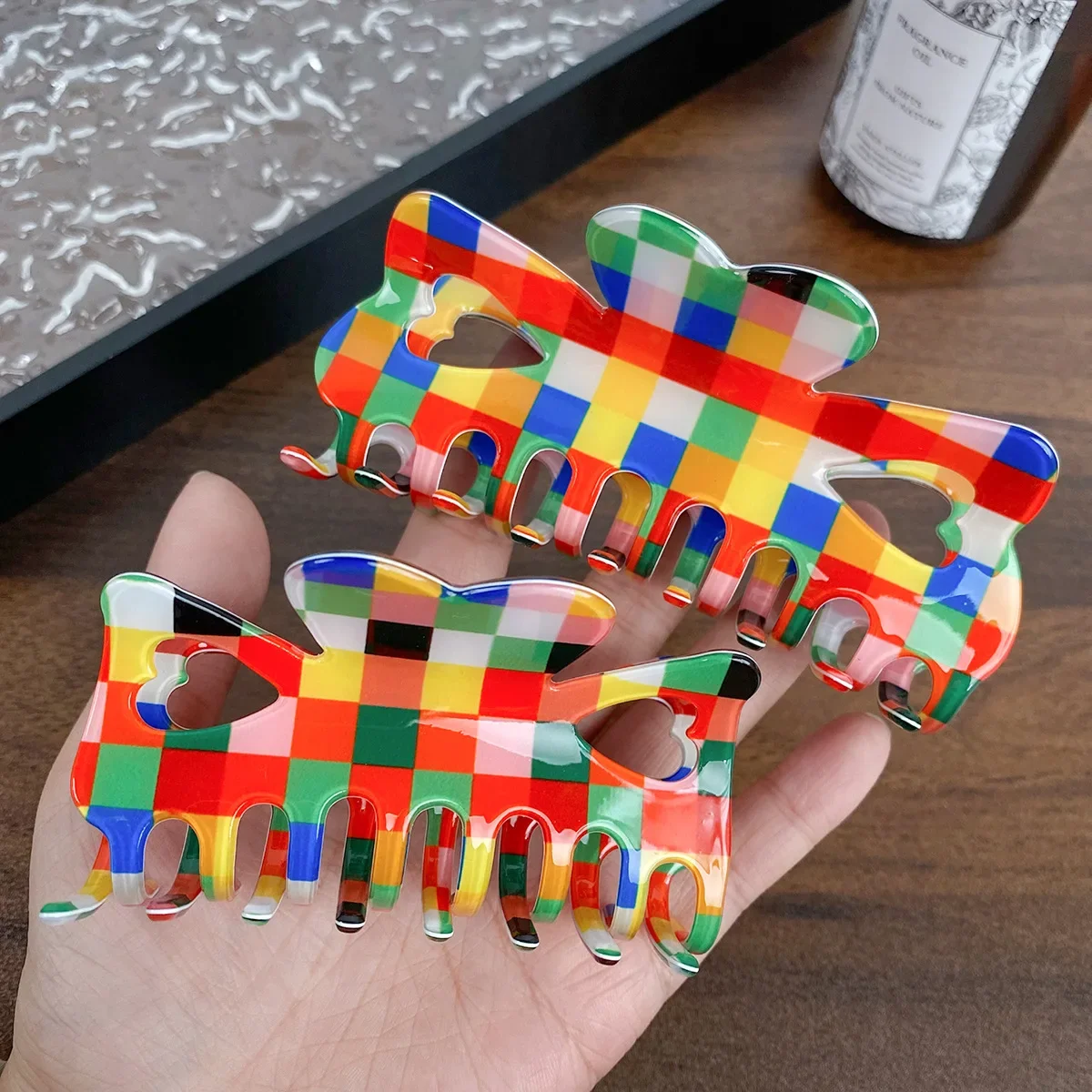 

Colorful Women Claw Clip Chessboard Pattern Hair Claw Magic Cube Hair Claws Colorful Hair Claws Accessories