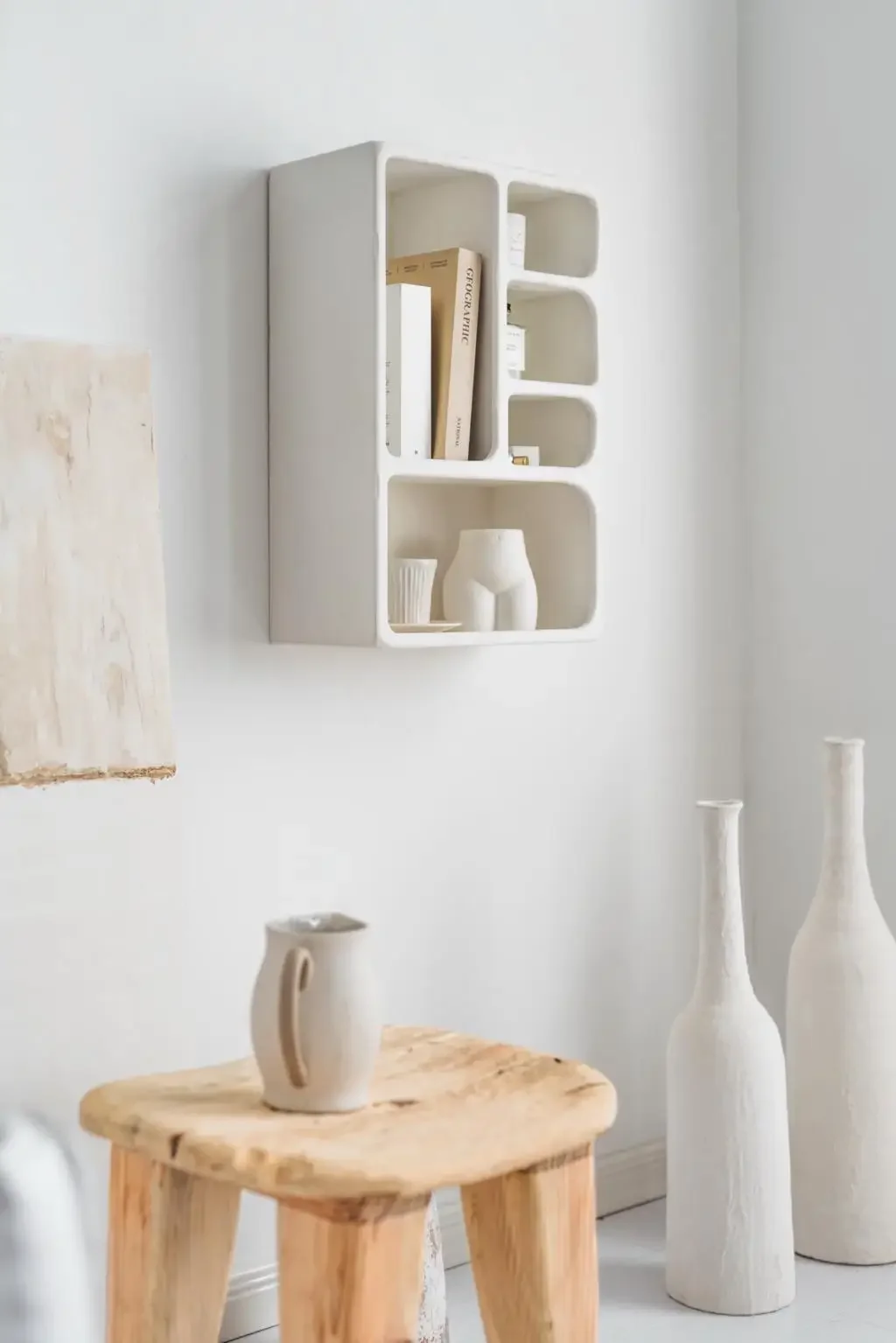 Armoire de Rangement Rectangulaire, Géométrique, Nordique, Blanc, Simple, Salon