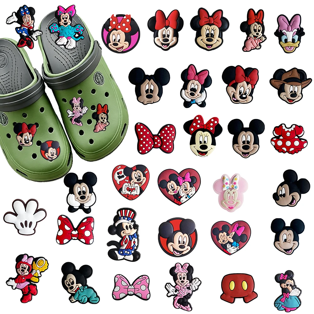 Accesorios de PVC para Zapatos de la Serie Mickey y Minnie de Disney, de 1 a 32 Piezas, para Decoración de Sandalias, Pulseras y Fiestas, Creatividad DIY