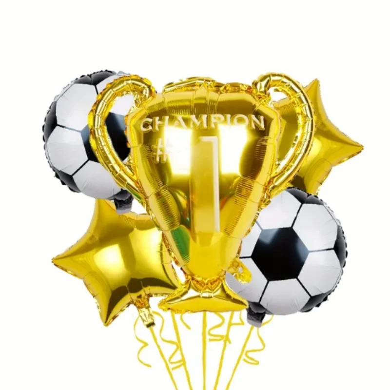 5pcs, Football Champion Trophy Star Foil Balloons, Sport Theme PartyDecor, Birthday Decor, Celebration Decor, Classroom DecorAtm